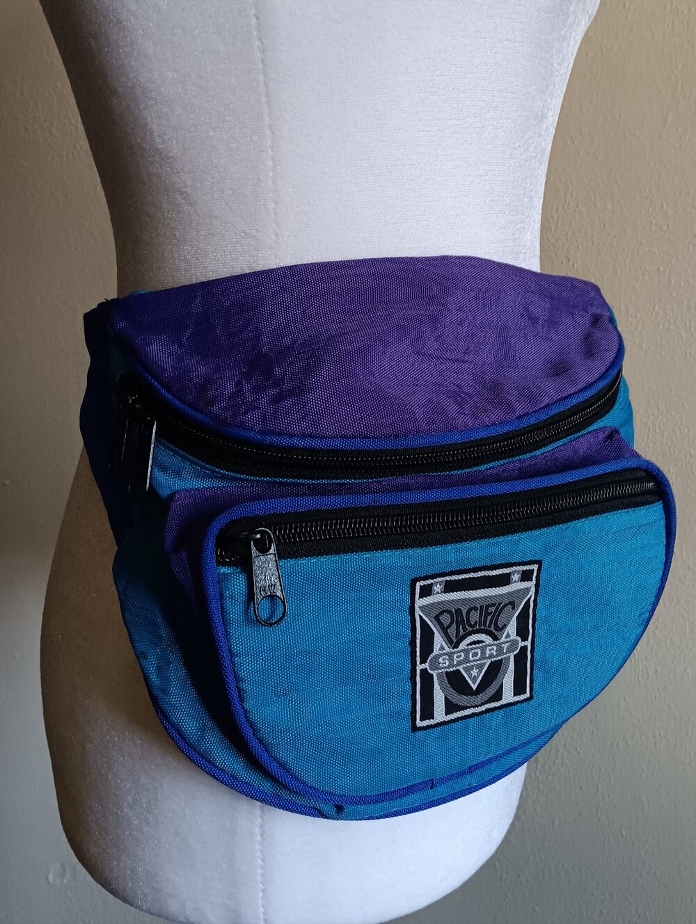 Vintage Gorpcore Two Tone Colorblock Blue & Purple Waist Fanny Pack Bag Purse